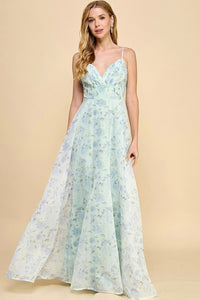 Vestido floral glow blue