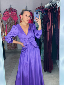 Maxidress morado satín