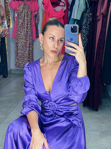 Maxidress morado satín