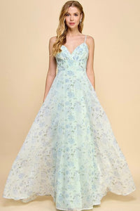 Vestido floral glow blue