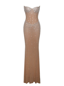 Vestido shine in nude