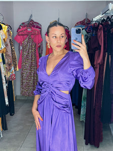 Maxidress morado satín