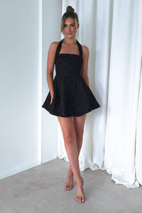 Vestido mini black jaquard