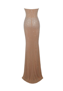 Vestido shine in nude