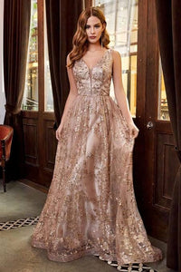 RENTA Vestido Blush con dorado