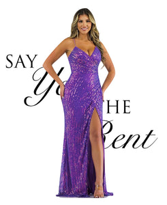 RENTA Vestido morado lentejuelas