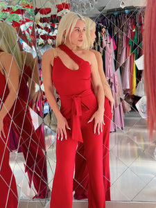 Jumpsuit red chain