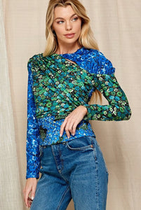 Blusa Floral Blue